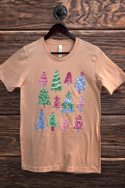 BC DTF GLITTER TREES - PEACH