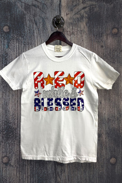 CC DTF RED WHITE AND BLESSED - WHITE