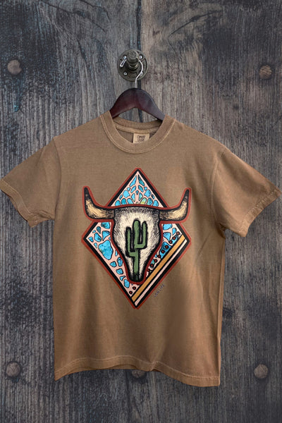 CC DTF DIAMOND TURQ STEER CACTUS- BROWN