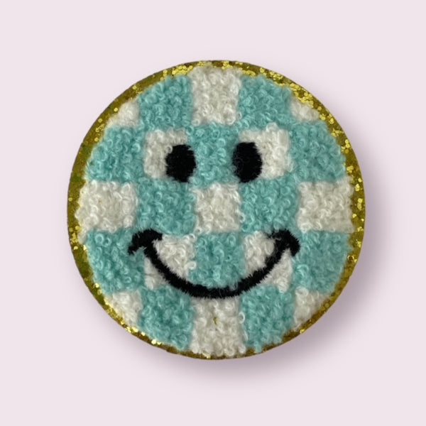 LIGHT BLUE SMILEY HAT PATCH