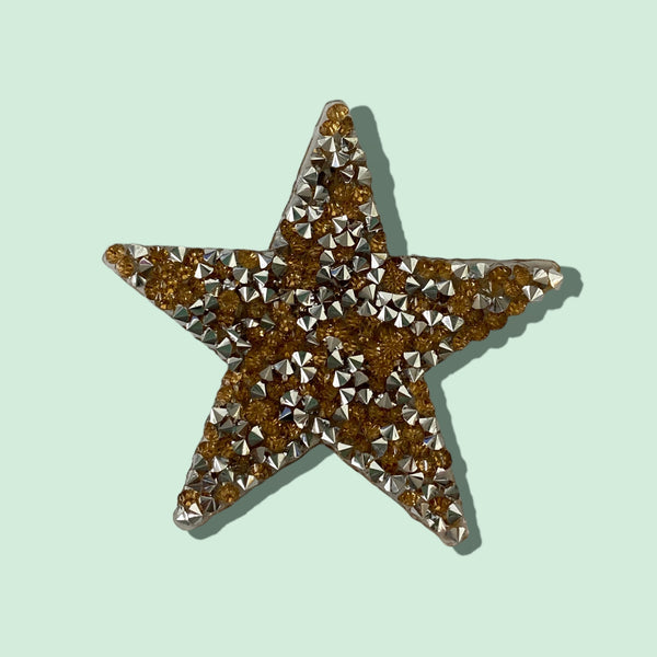 BRONZE RHINESTONE STAR HAT PATCH