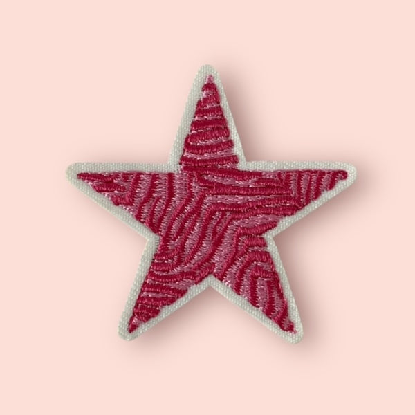 PINK ZEBRA STAR HAT PATCH