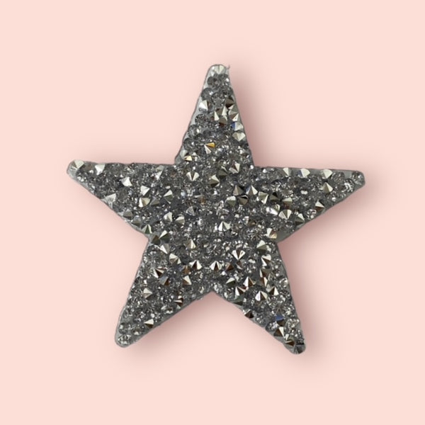 SILVER STAR HAT PATCH