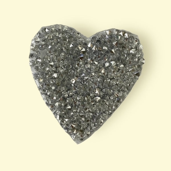 SILVER HEART HAT PATCH