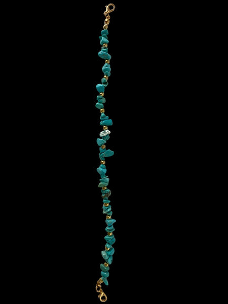 GOLD BEADS TURQ HAT CHAIN