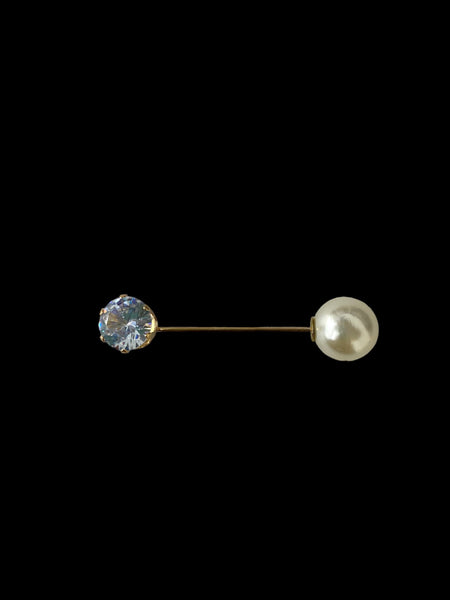 DIAMOND PEARL HAT BROOCH