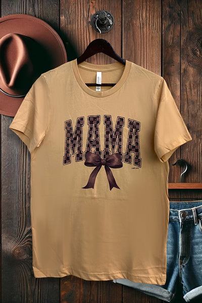 BC DTF MAMA BOW CHECKER - HEATHER TAN