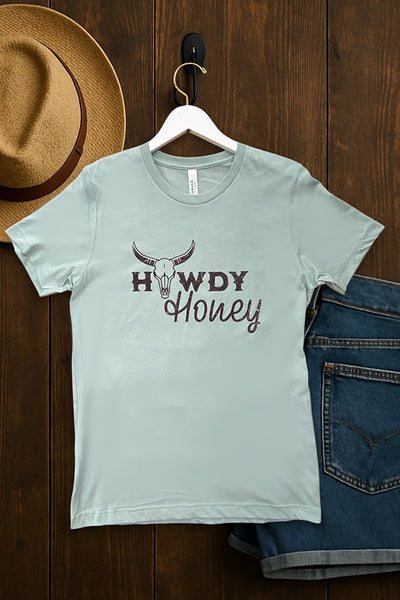 BC DTF HOWDY HONEY - DUSTY BLUE