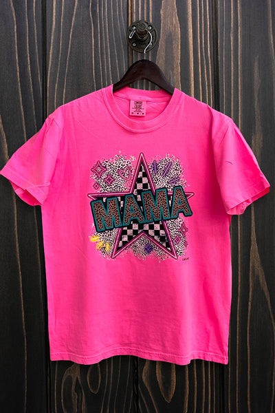 CC DTF CHECKER MAMA STAR - NEON PINK