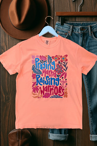 CC DTF PRAYING MAMA RASING WARRIORS - NEON CANTALOPE