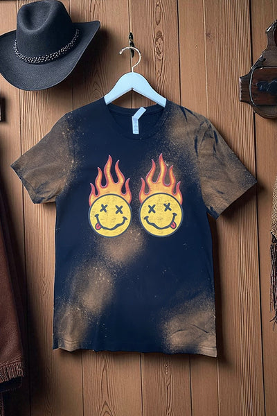 BC BL DTF FIRE SMILES - BLEACHED BLACK