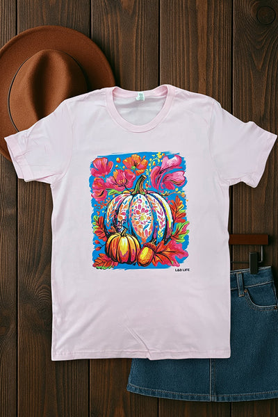 BC DTF FLORAL PUMPKIN - PINK