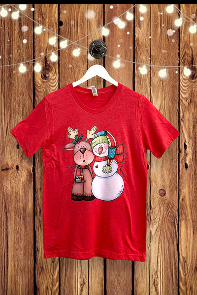 BC DTF SNOWMAN DEER - RED