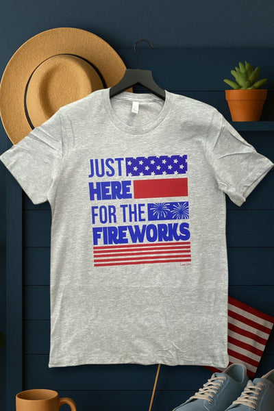 BC DTF JUST HERE FOR THE FIREWORKS - LIGHT GREY