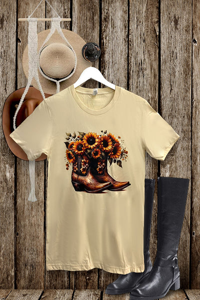 BC DTF SUNFLOWER BOOTS - CREAM