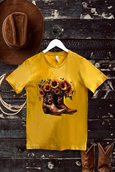 BC BL DTF SUNFLOWER BOOTS - MUSTARD BLEACHED