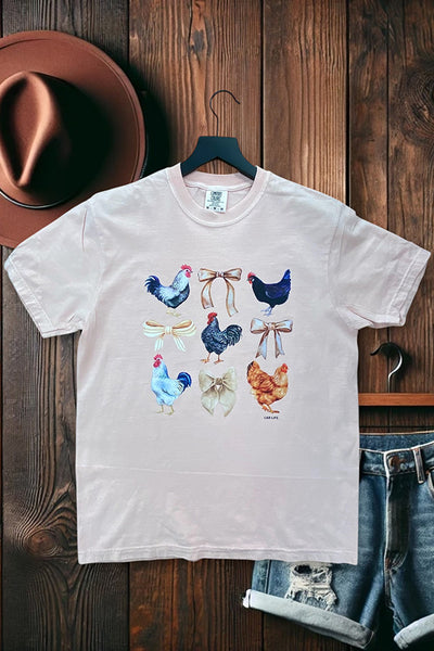 CC DTF BOW CHICKENS - PEACH