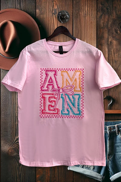 GILDAN DTF BOW AMEN - PINK