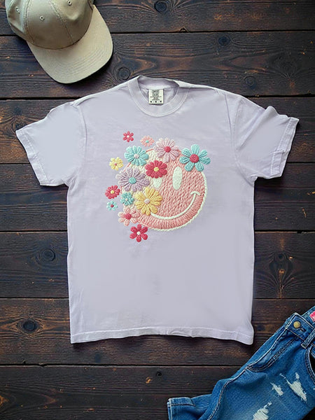 CC DTF FLORAL HAPPY FACE - VIOLET
