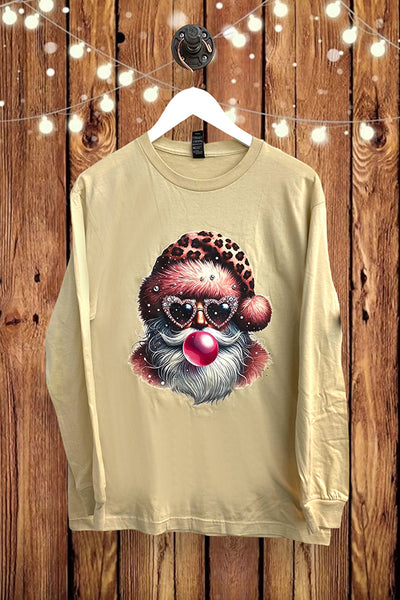 LF LS DTF LEOPORD HAT GLASS SANTA - CREAM