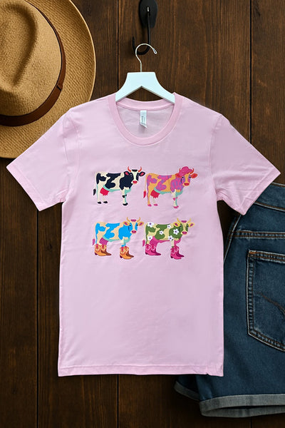 BC DTF COLORFUL COWS - PINK