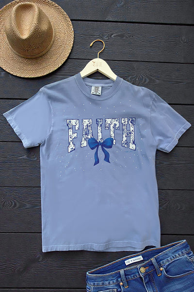 CC DTF FAITH BOW RHINESTONE - DENIM BLUE