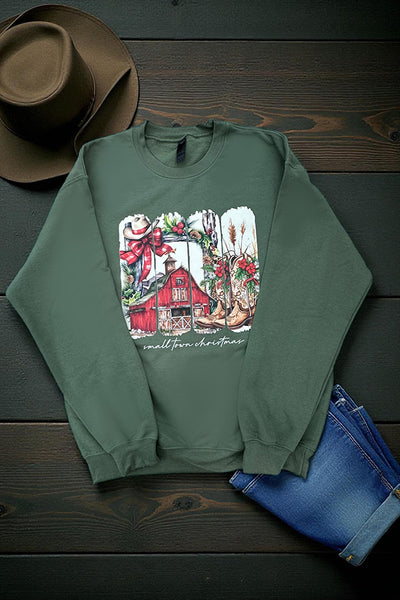 GILDAN SMALL TOWN CHRISTMAS - OLIVE