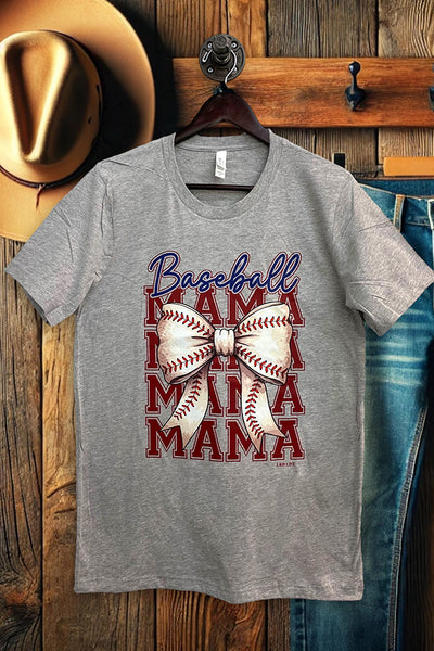 BC DTF BASEBALL MAMA BOW - LIGHT GREY