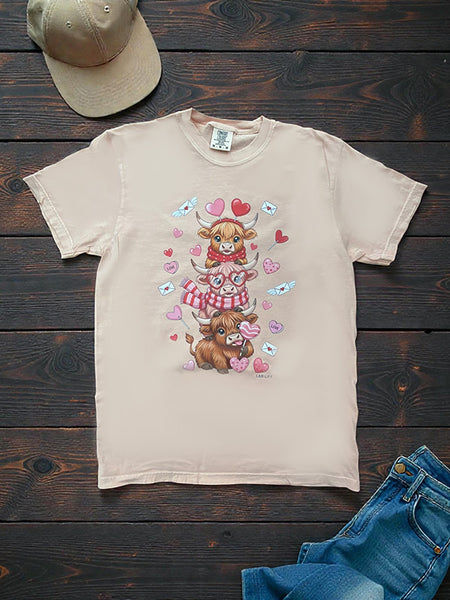 CC DTF HEART COWS - PEACH