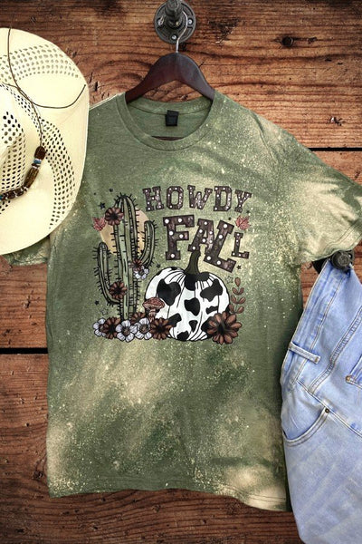 GILDAN BL DTF HOWDY FALL- OLIVE BLEACHED