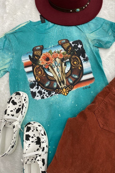 DTF GILDAN BL STEER HEAD- JADE BLEACHED