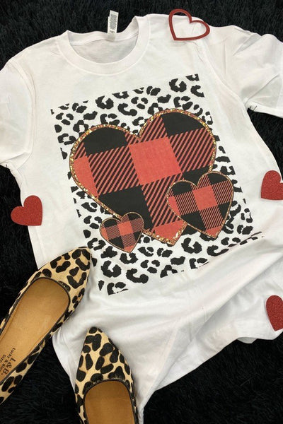BC PLAID HEART - WHITE