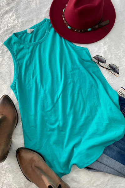 LBL SLEEVELESS TEE- TURQUOISE