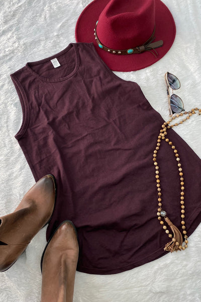 LBL SLEEVELESS TEE- PLUM