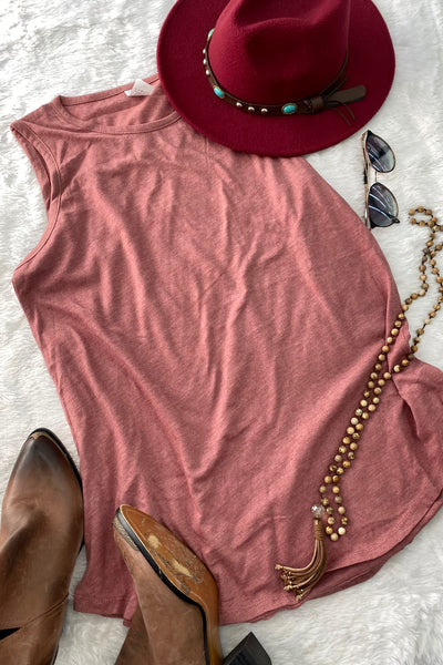 LBL SLEEVELESS TEE- MAUVE