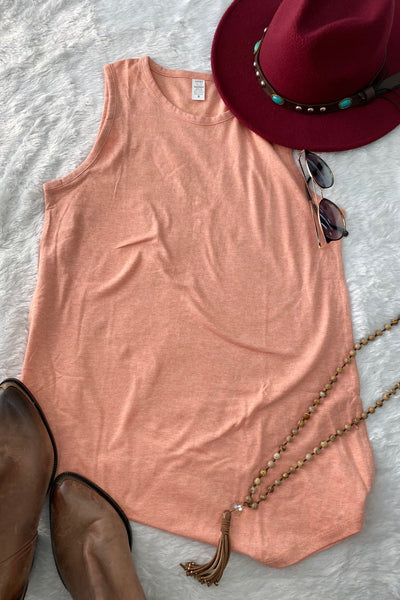 LBL SLEEVELESS TEE- HEATHER SUNSET