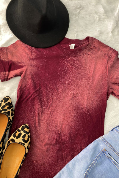 BC BLEACHED TEE- BLEACHED MAROON