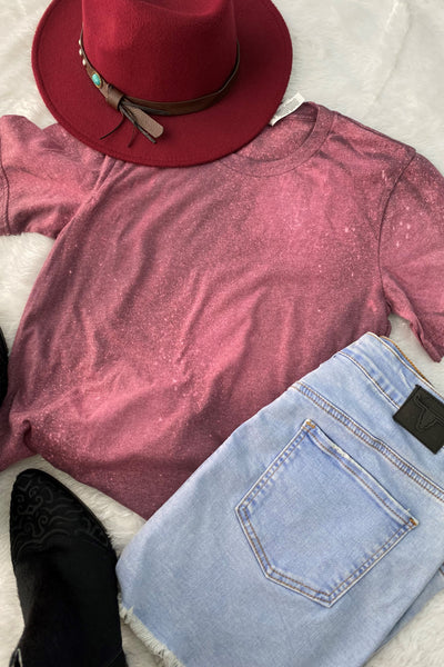 BC BLEACHED TEE- BLEACHED HEATHER MAROON