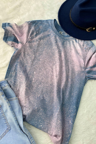GILDAN BLEACHED TEE- BLEACHED DENIM BLUE