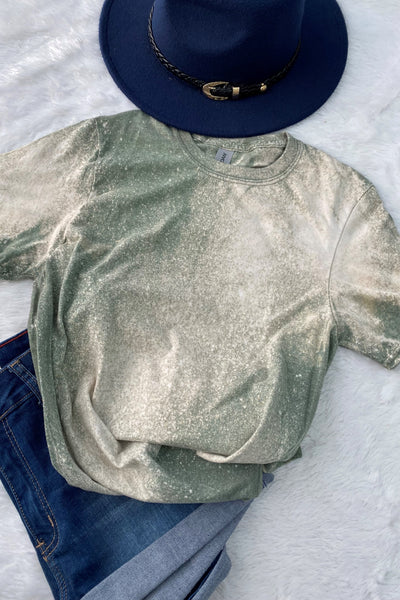 GILDAN BLEACHED TEE- BLEACHED OLIVE