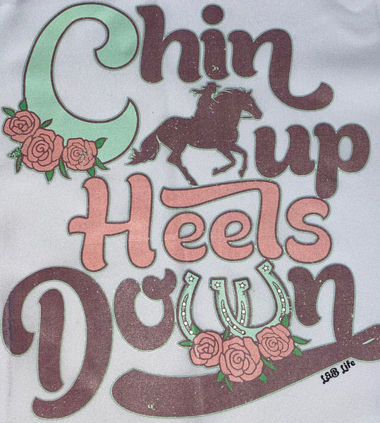 CHIN UP HEELS DOWN