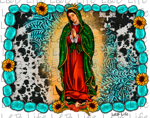 TURQ FRAME VIRGIN MARY