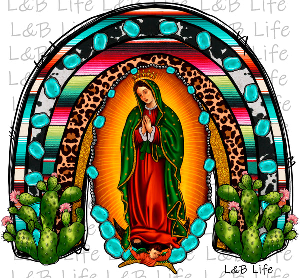 TURQ RAINBOW VIRGIN MARY