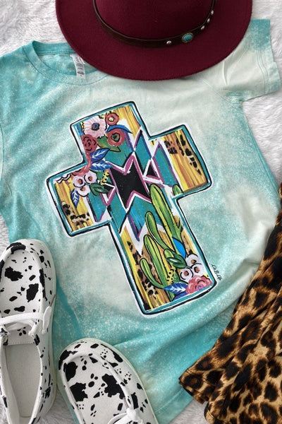 BC BLEACH CACTUS CROSS - BLEACHED TURQUOISE