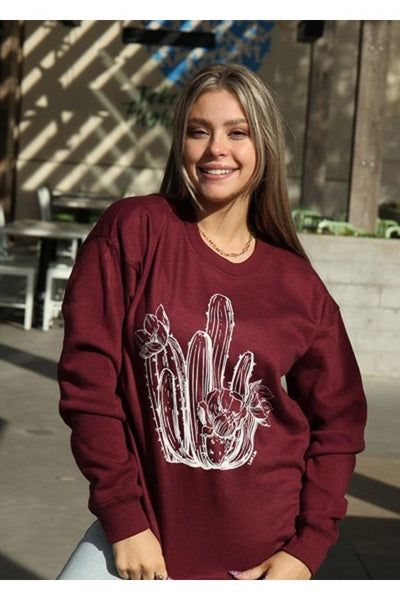LBL SWEAT WHITE CACTUS- MAROON