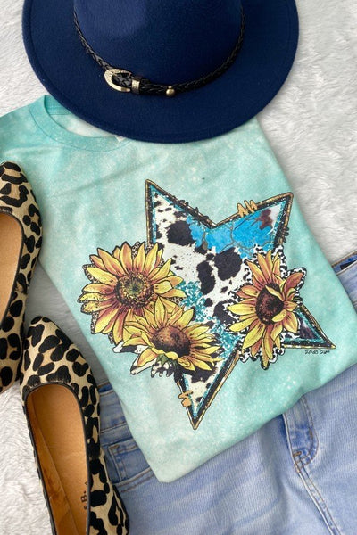 BC BLEACH COWHIDE STAR - BLEACHED MINT