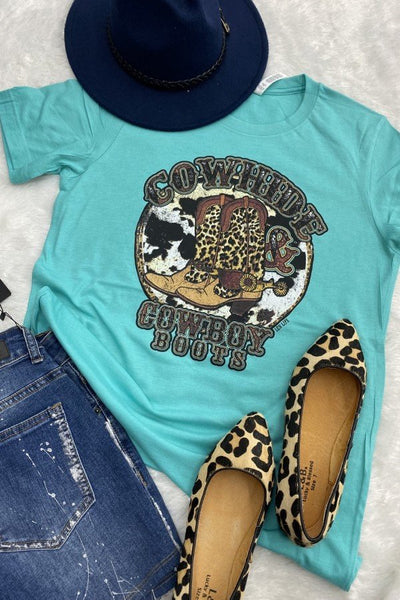 BC COWHDE AND COWBOY BOOTS - TURQUOISE