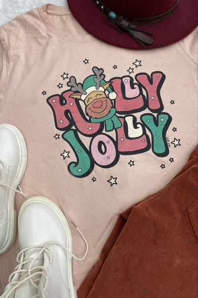 BC HOLLY JOLLY DEER- PEACH