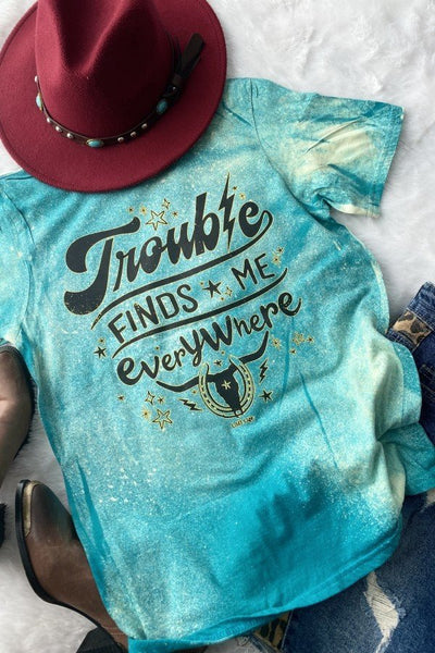 GILDAN BLEACHED TROUBLE - TURQUOISE