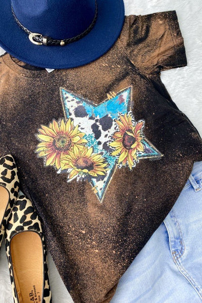 BC BLEACH COWHIDE STAR - BLEACHED BLACK